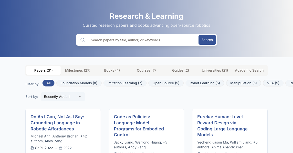 Robotics Research | Open Source Robotics